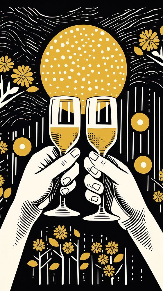 Gold silver hands cheers champagne glasses refreshment stemware drinking. AI generated Image by rawpixel.