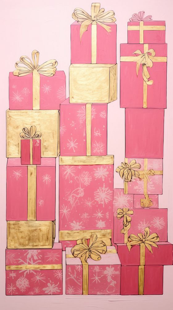 Gold silver pink christmas presents gift box backgrounds. AI generated Image by rawpixel.