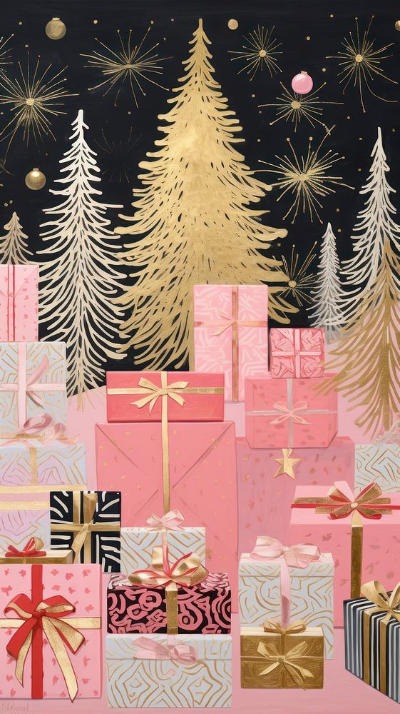 Gold silver pink christmas presents box celebration backgrounds. AI generated Image by rawpixel.