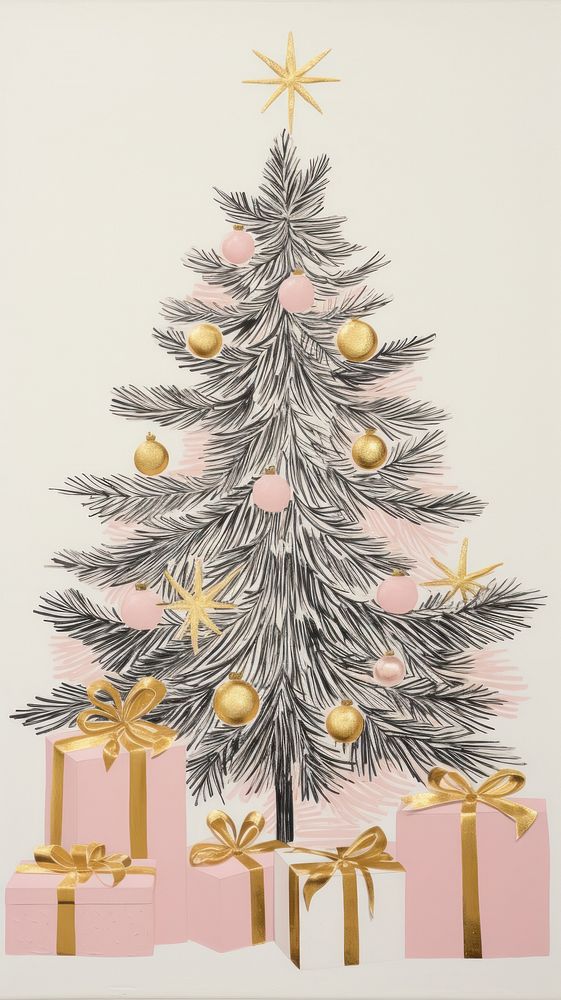 Christmas drawing tree pine. AI generated Image by rawpixel.