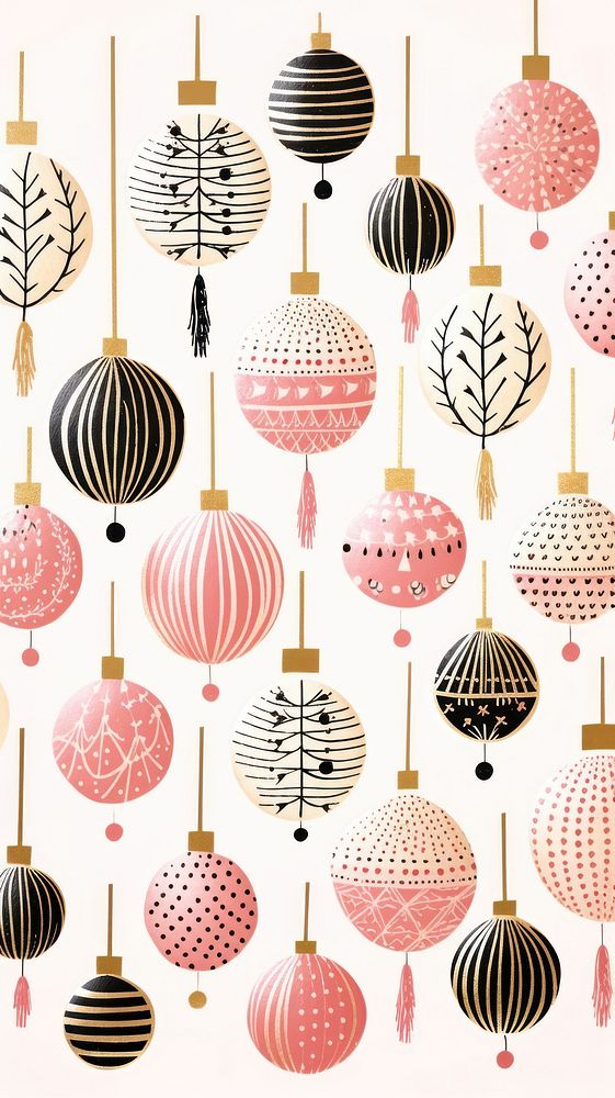Gold silver pink cristmas baubles pattern art celebration. AI generated Image by rawpixel.
