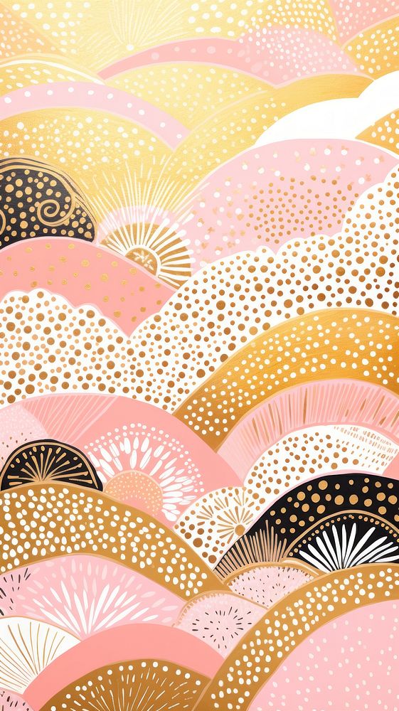 Gold pink silver candy pattern abstract line art. 