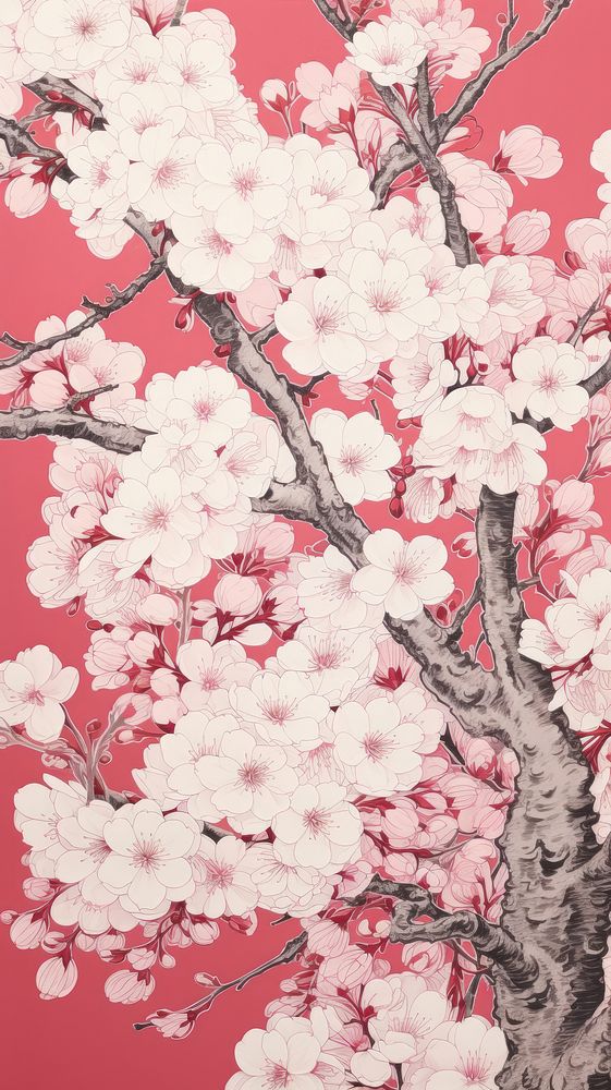 Gold pink silver cherry blossom nature flower plant. AI generated Image by rawpixel.