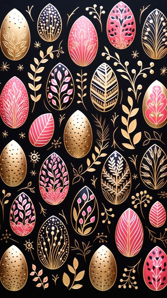 Gold pink silver easter egg pattern backgrounds celebration repetition. AI generated Image by rawpixel.
