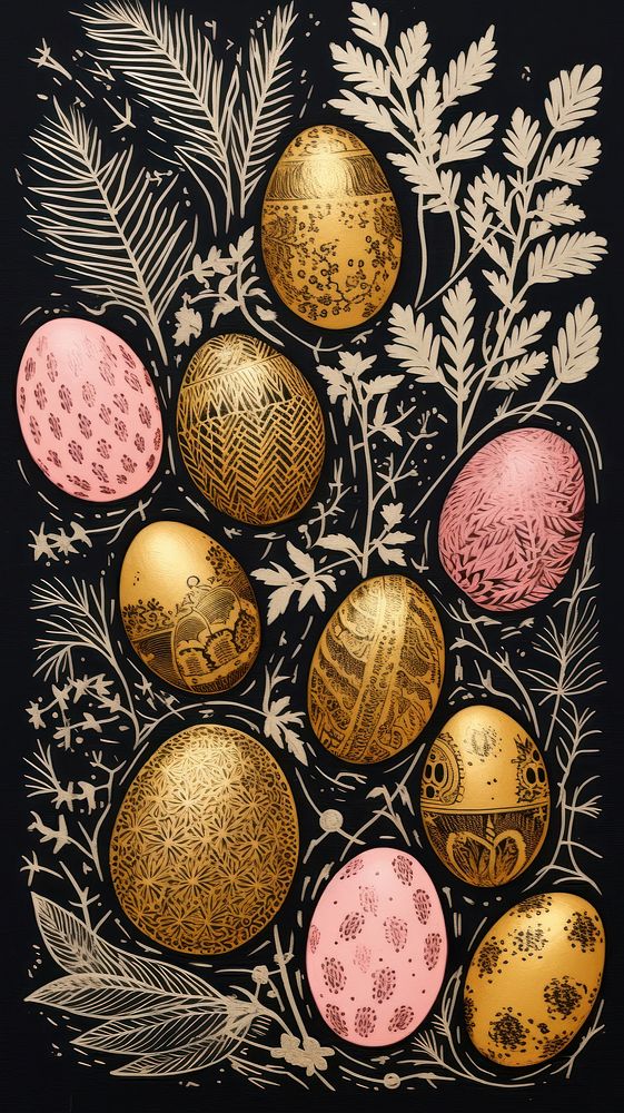 Gold pink silver easter eggs celebration creativity decoration. AI generated Image by rawpixel.
