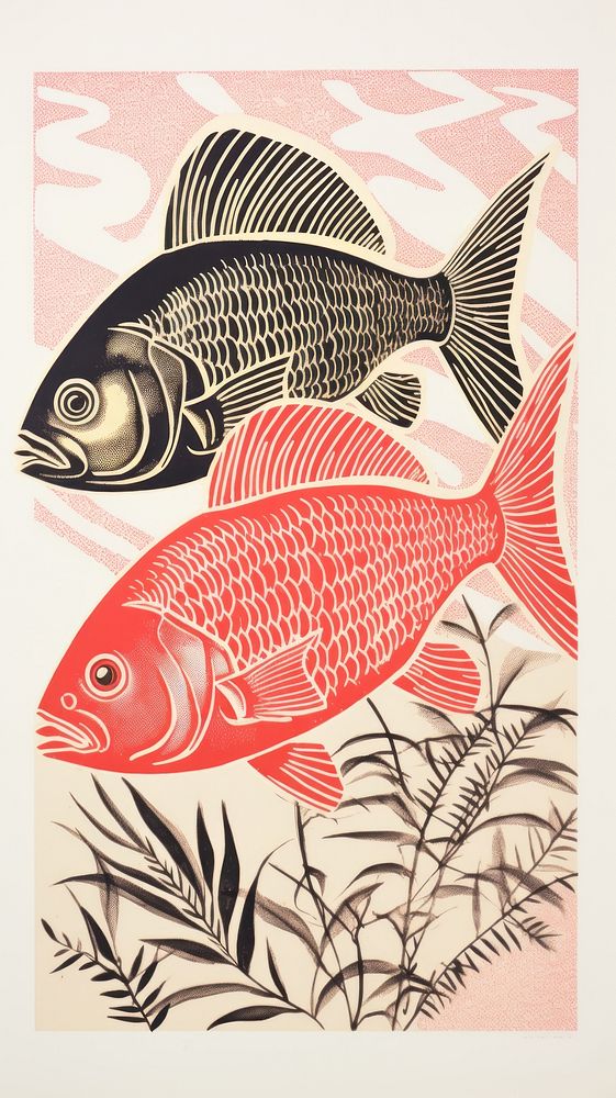Fish drawing animal nature. AI generated Image by rawpixel.
