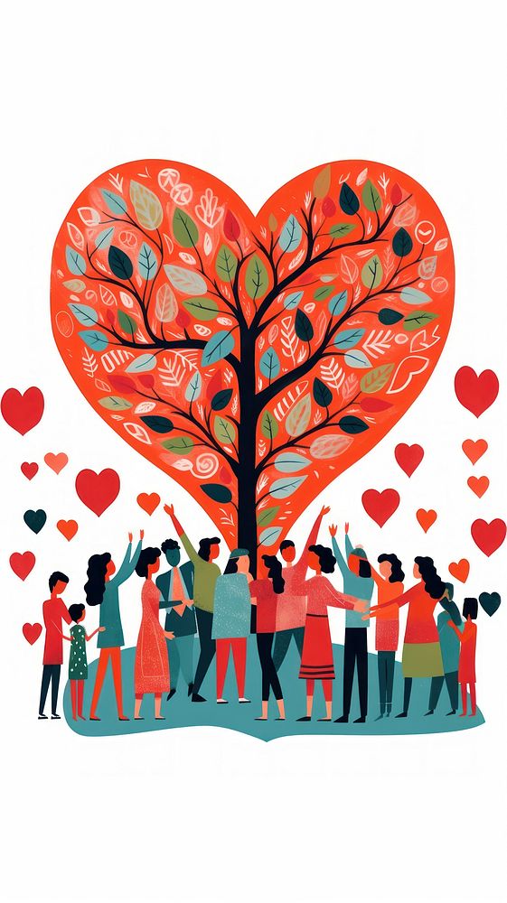 Group of people holding a heart drawing adult togetherness. AI generated Image by rawpixel.
