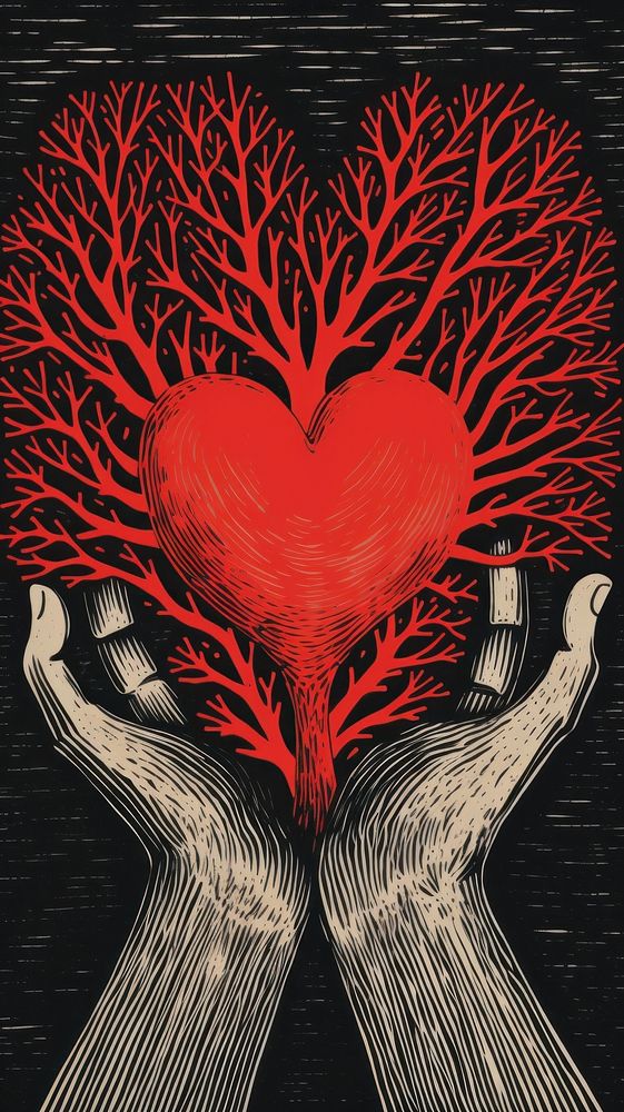 Hands holding hearts drawing creativity pattern. AI generated Image by rawpixel.
