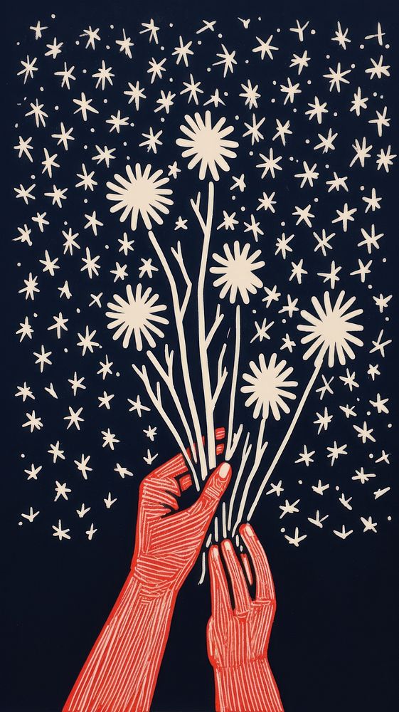 Hands holding sparklers drawing art creativity. AI generated Image by rawpixel.