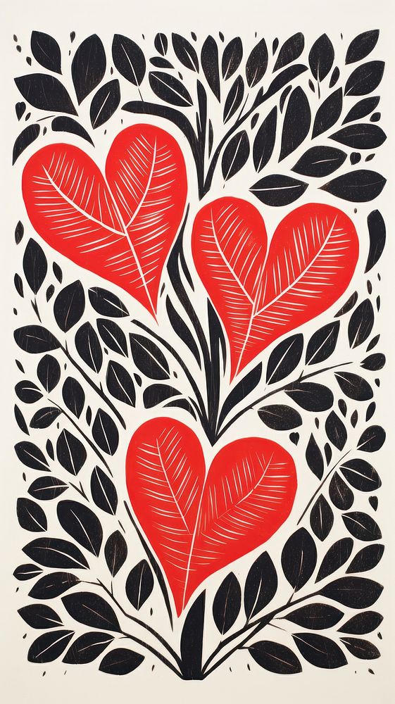 Hearts pattern drawing plant. AI generated Image by rawpixel.