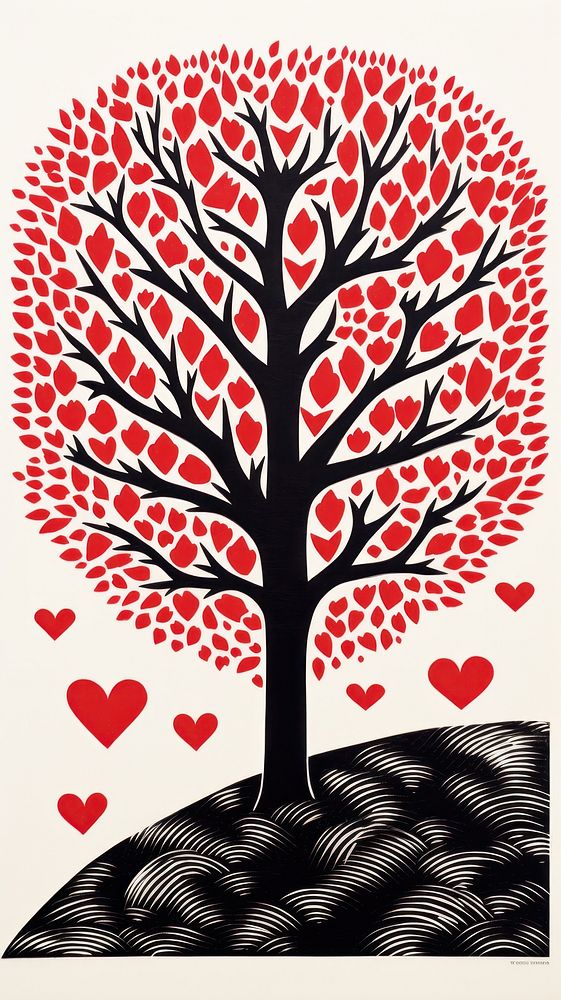 Hearts drawing plant tree. AI generated Image by rawpixel.