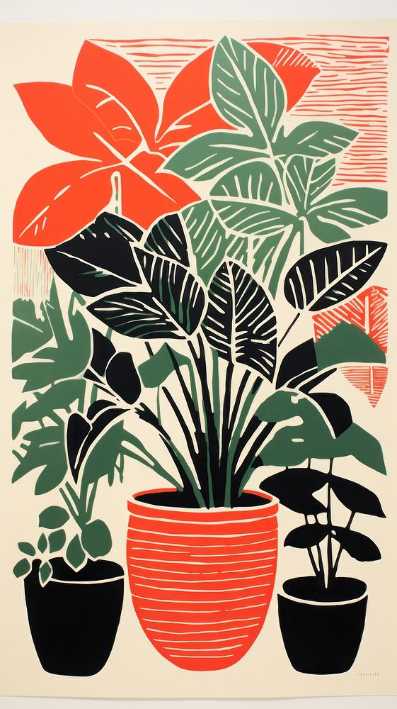 House plants drawing nature leaf. 
