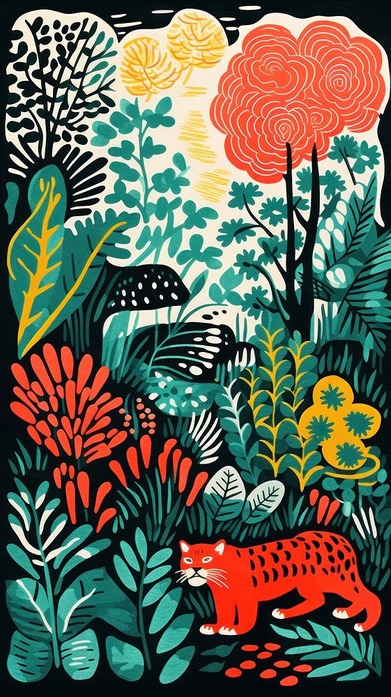 Jungle safari pattern drawing nature. AI generated Image by rawpixel.