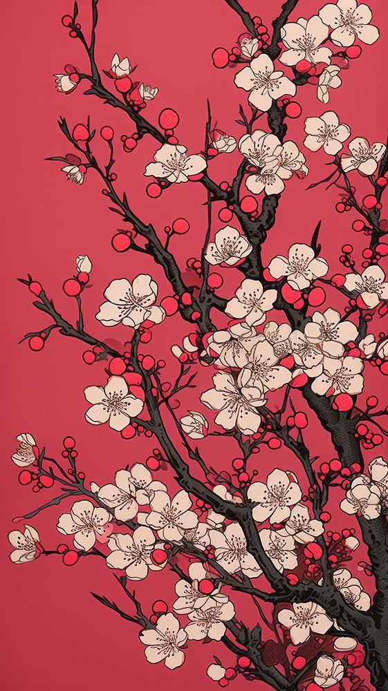 Japanese cherry blossom festival pattern flower nature. AI generated Image by rawpixel.