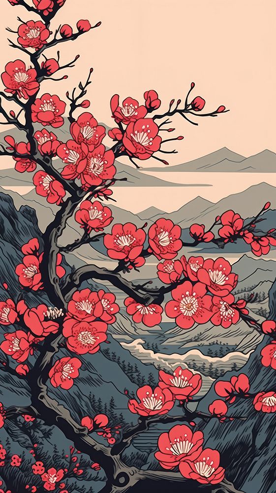 Japanese cherry blossom festival pattern nature flower. AI generated Image by rawpixel.