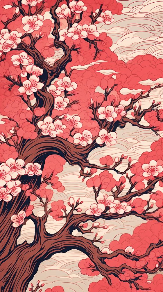 Japanese cherry blossom festival pattern nature plant. AI generated Image by rawpixel.