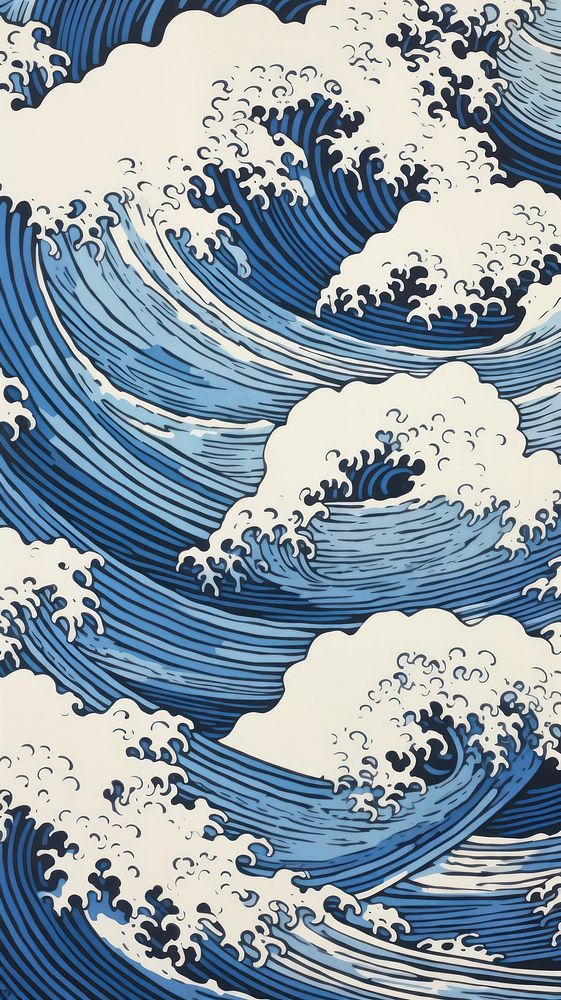Japanese waves nature abstract outdoors. AI generated Image by rawpixel.