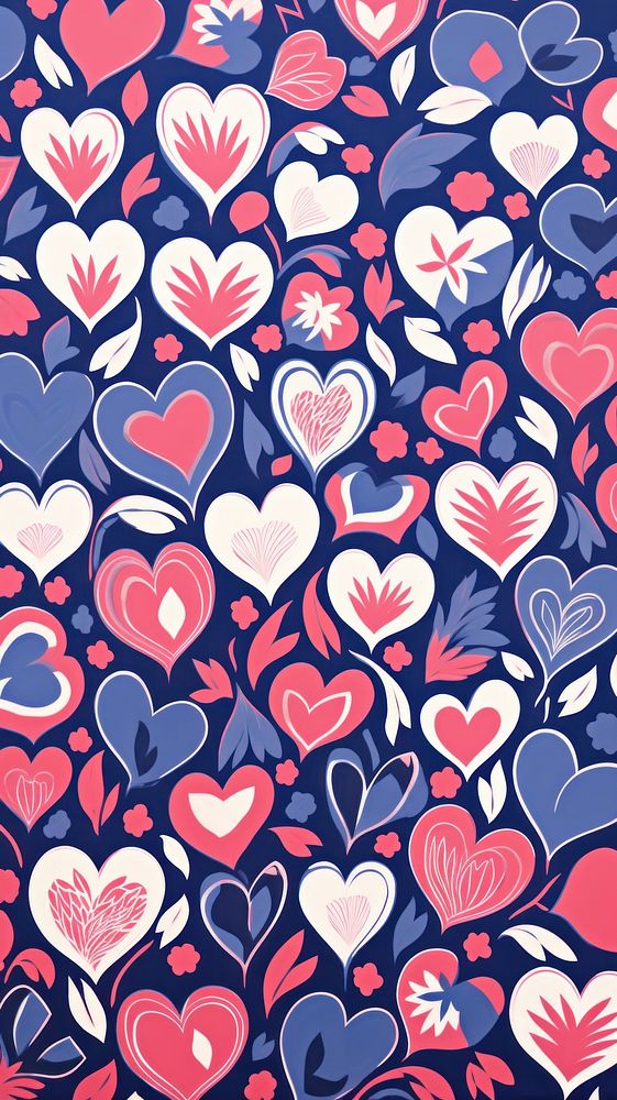 Kawaii hearts pattern backgrounds repetition. AI generated Image by rawpixel.