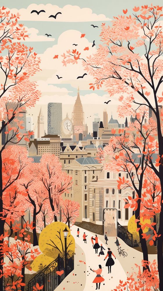 London painting autumn plant. AI generated Image by rawpixel.