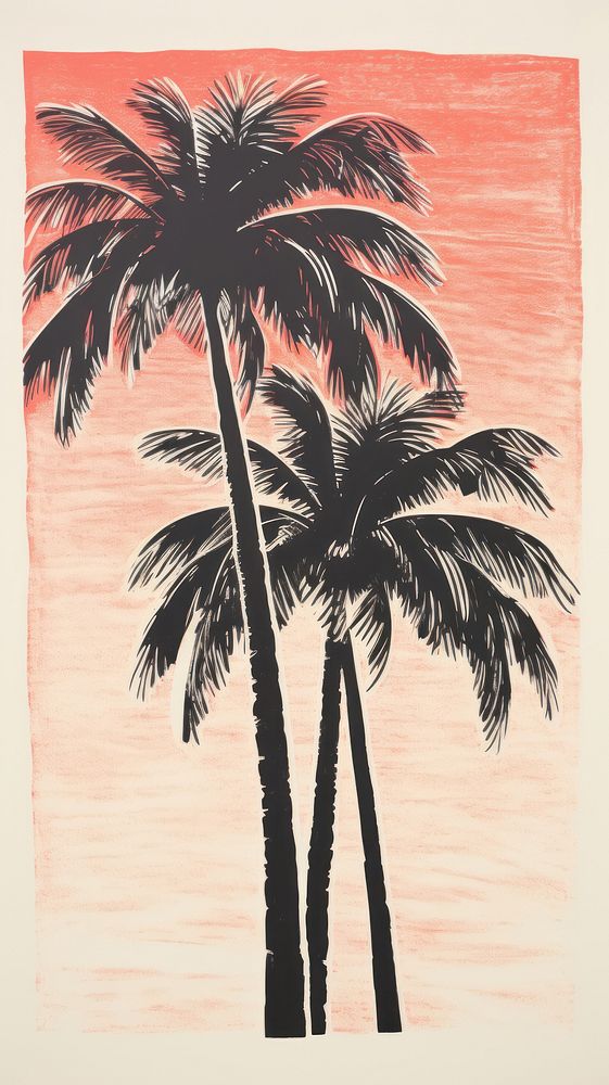 Palm trees nature painting outdoors. AI generated Image by rawpixel.