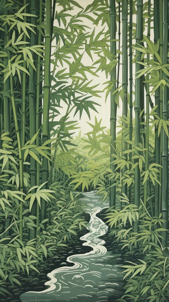 Panda and bamboo forrest nature vegetation outdoors. AI generated Image by rawpixel.
