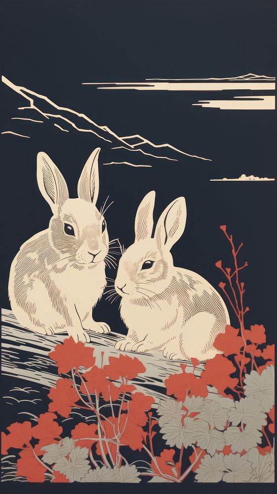 Rabbits drawing rodent animal. AI generated Image by rawpixel.