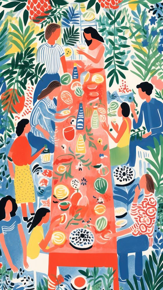 Summer party painting drawing pattern. AI generated Image by rawpixel.