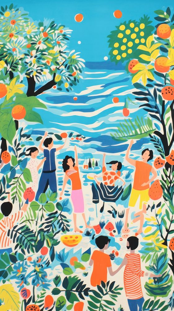 Summer party painting pattern drawing. AI generated Image by rawpixel.