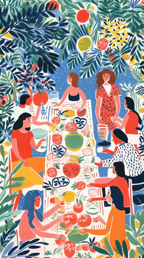 Summer party happiness painting pattern. AI generated Image by rawpixel.