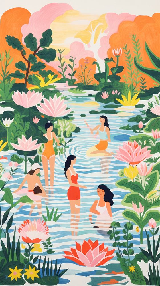 Summer people nature swimming outdoors. AI generated Image by rawpixel.