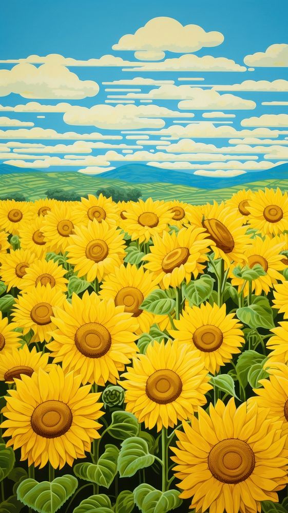 Sunflower field nature outdoors summer. AI generated Image by rawpixel.