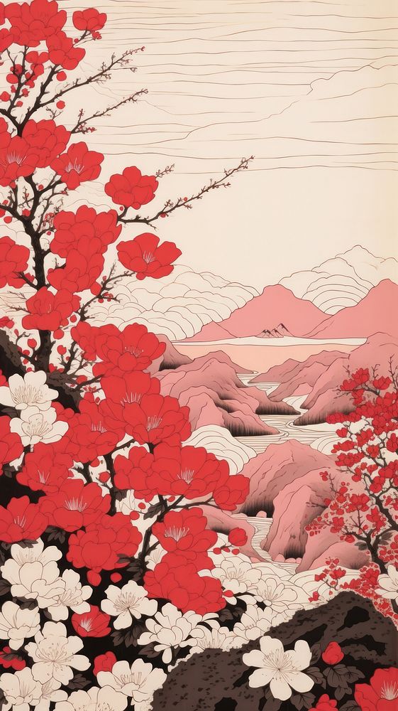 Sakura nature plant art. AI generated Image by rawpixel.