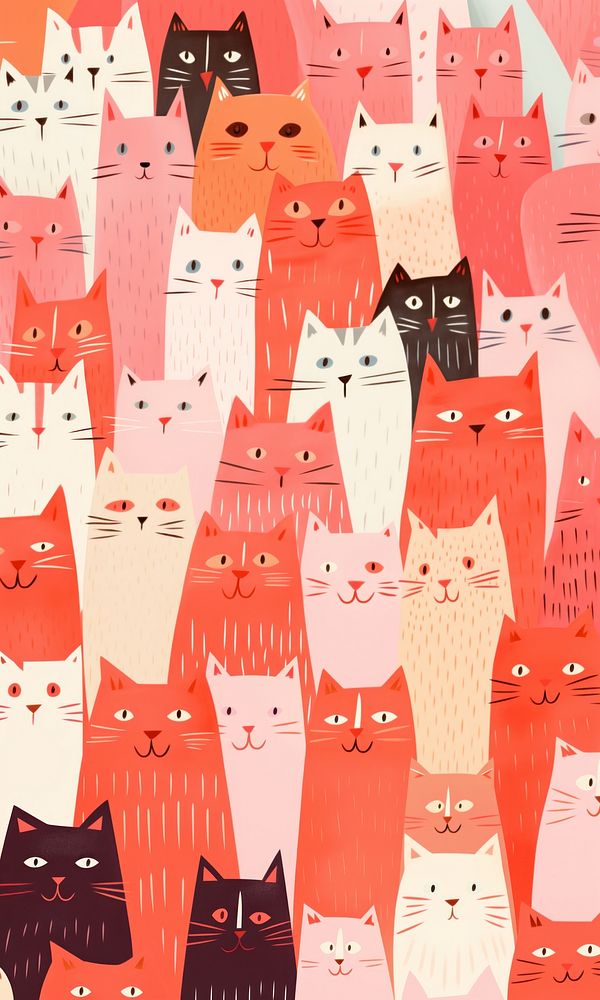 Group of cats art backgrounds pattern. AI generated Image by rawpixel.