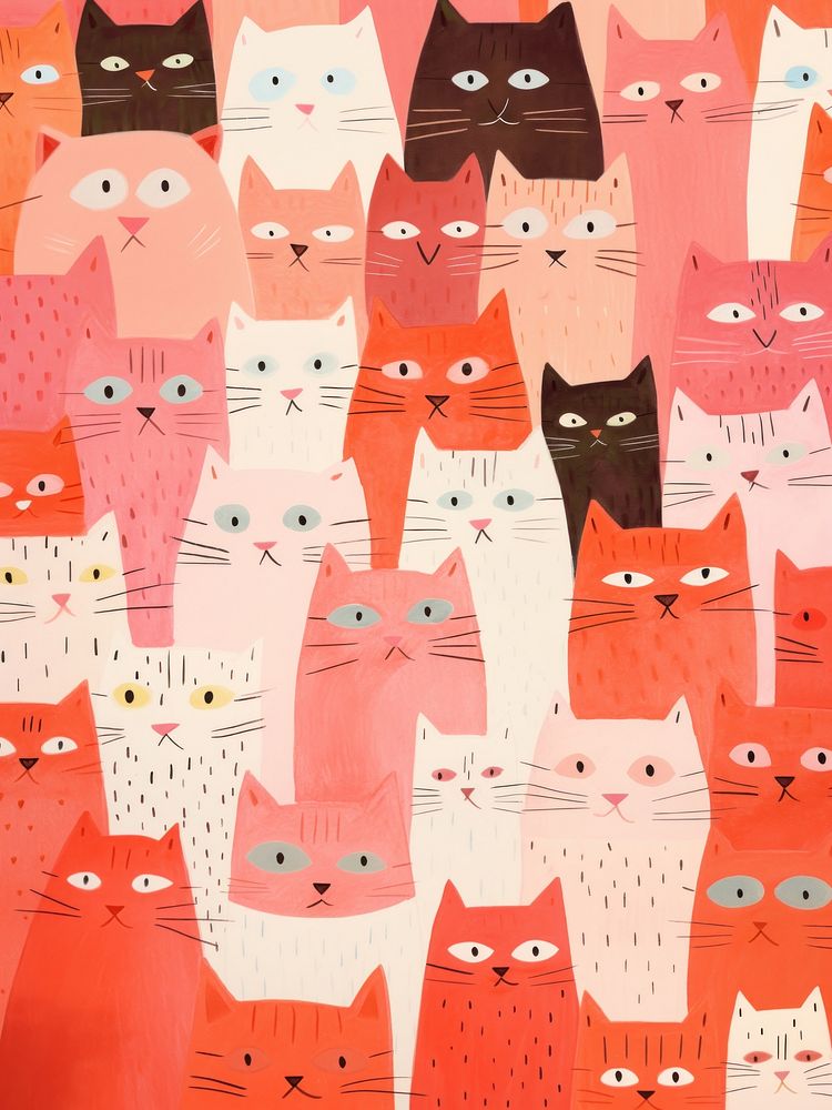 Group of cats art backgrounds pattern. AI generated Image by rawpixel.