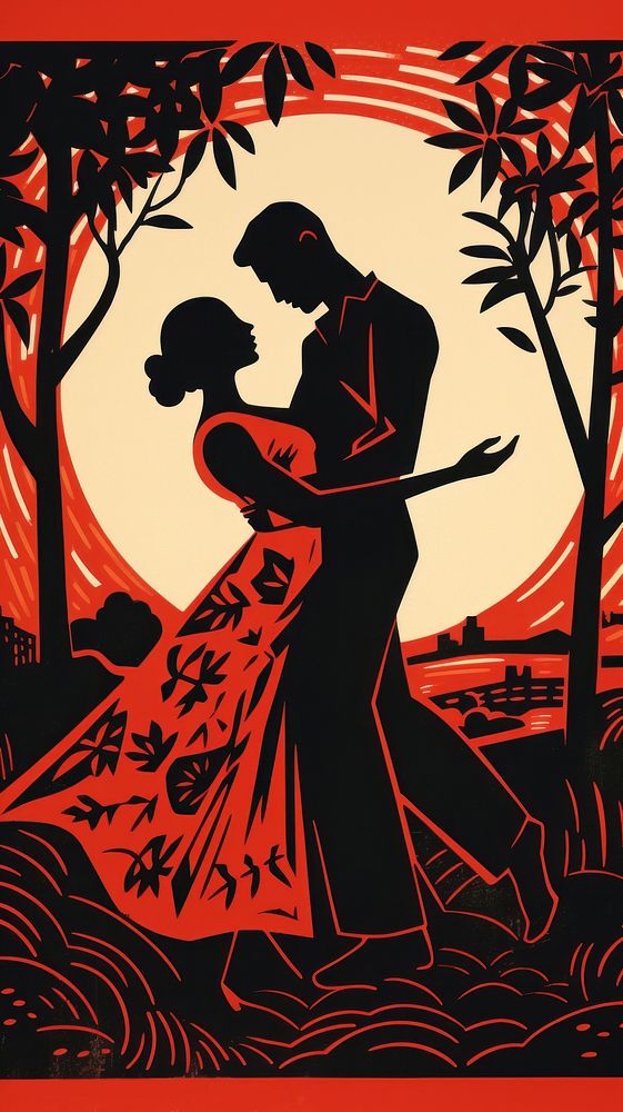 Spanish dancing drawing togetherness silhouette. AI generated Image by rawpixel.