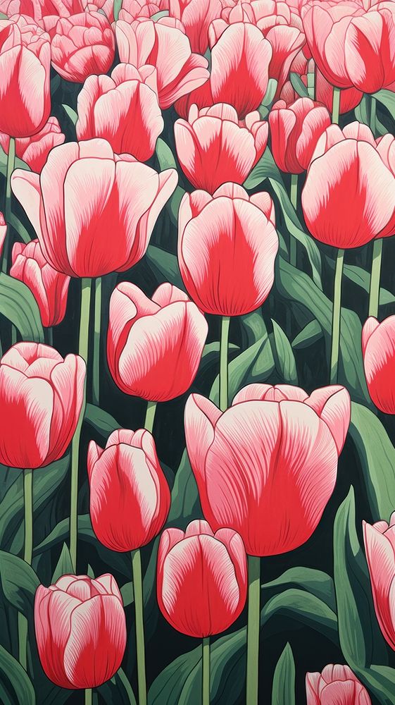 Tulip field flower nature plant. AI generated Image by rawpixel.