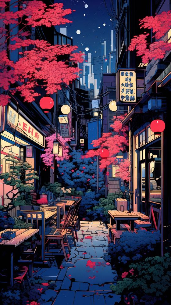 Tokyo lights neon outdoors street nature. AI generated Image by rawpixel.