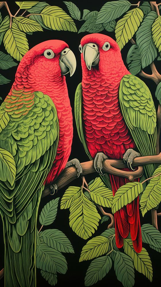 Tropica forrest parrots nature animal plant. 