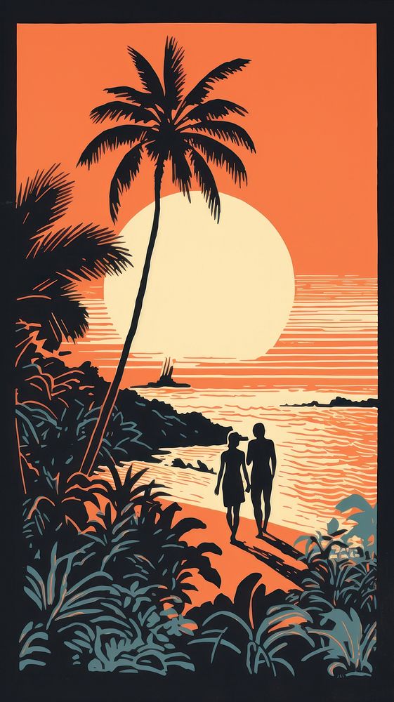 Tropical beach romance couple kissing nature outdoors tropics. AI generated Image by rawpixel.