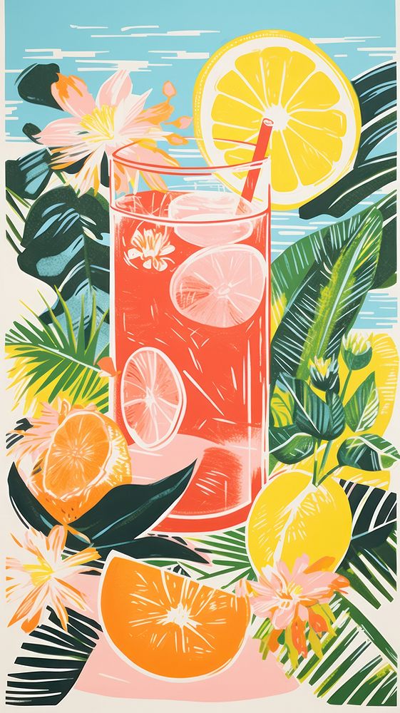 Tropical coctails grapefruit cocktail lemonade. 