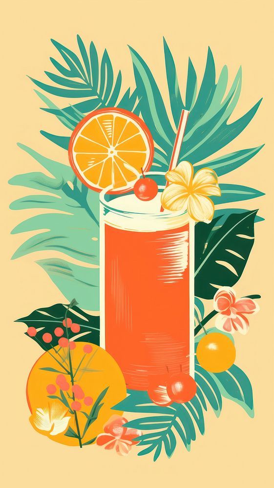 Tropical coctails grapefruit drink juice. AI generated Image by rawpixel.