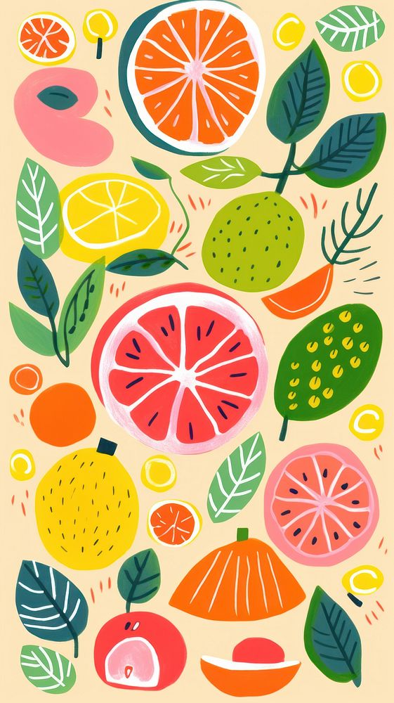 Tropical fruit grapefruit pattern plant. AI generated Image by rawpixel.