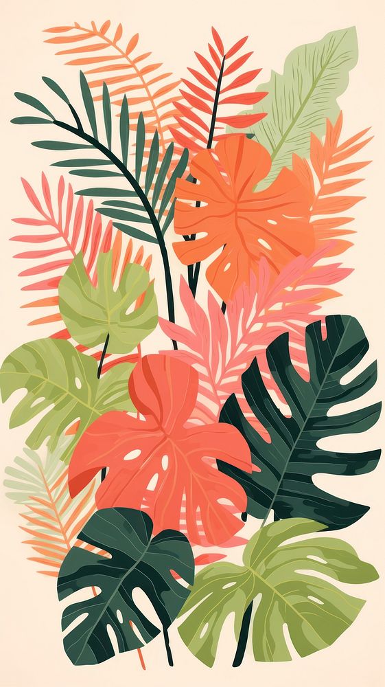 Tropical leaves tropics pattern drawing. AI generated Image by rawpixel.