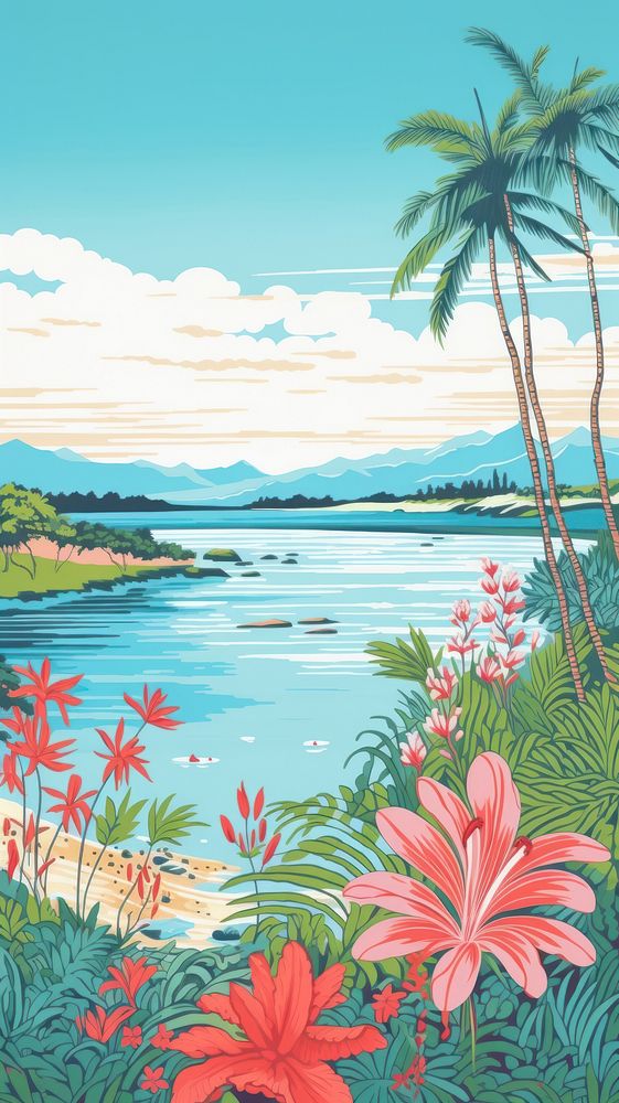 Tropical paradise nature landscape outdoors. AI generated Image by rawpixel.