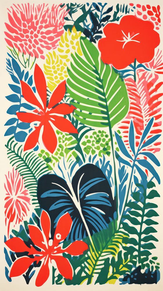 Tropical party painting pattern drawing. AI generated Image by rawpixel.