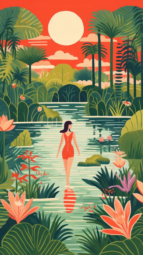 Tropical spa nature outdoors drawing. 