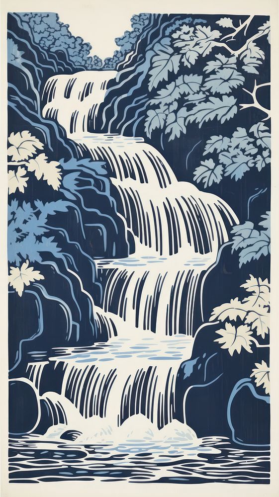 Waterfall nature outdoors pattern. AI generated Image by rawpixel.
