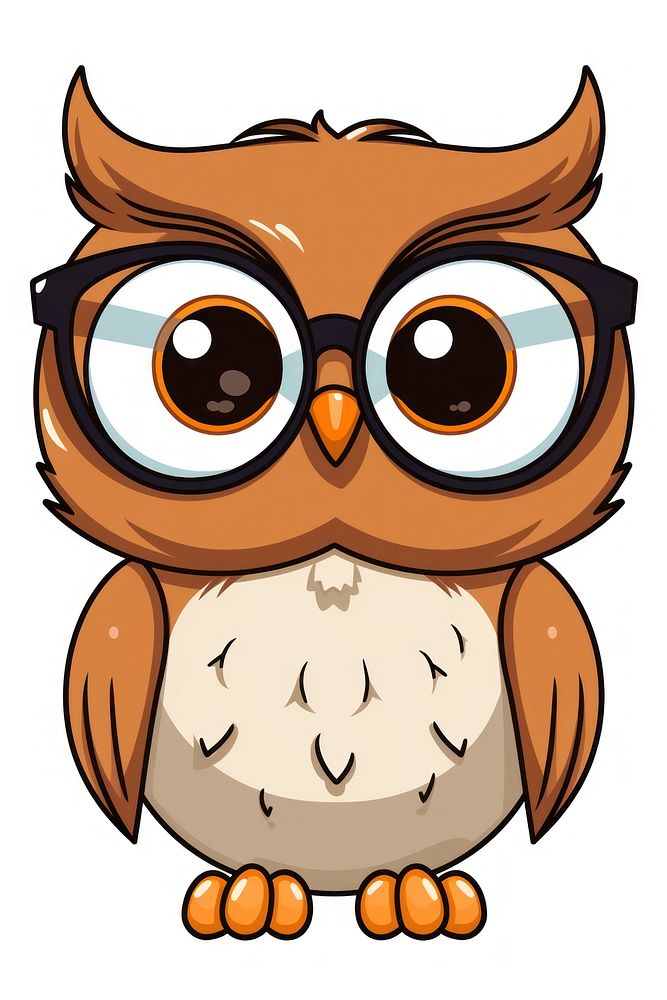 Owl wearing glasses cartoon animal nature. AI generated Image by rawpixel.