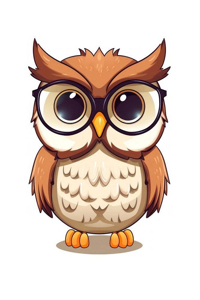 Owl wearing glasses cartoon animal bird. AI generated Image by rawpixel.