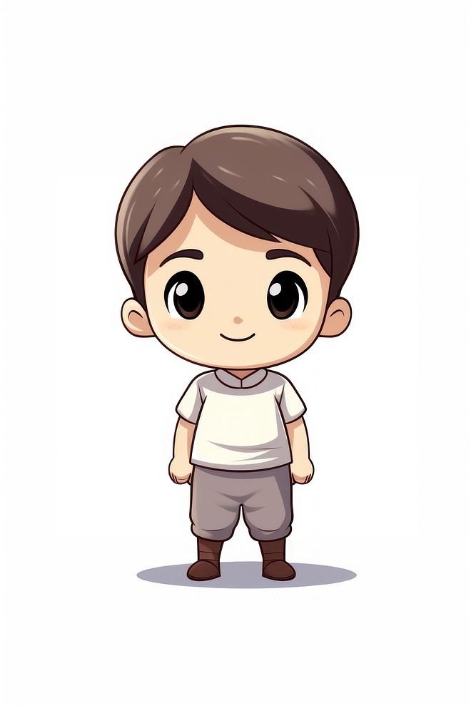 Asian kid cartoon cute white background. AI generated Image by rawpixel.